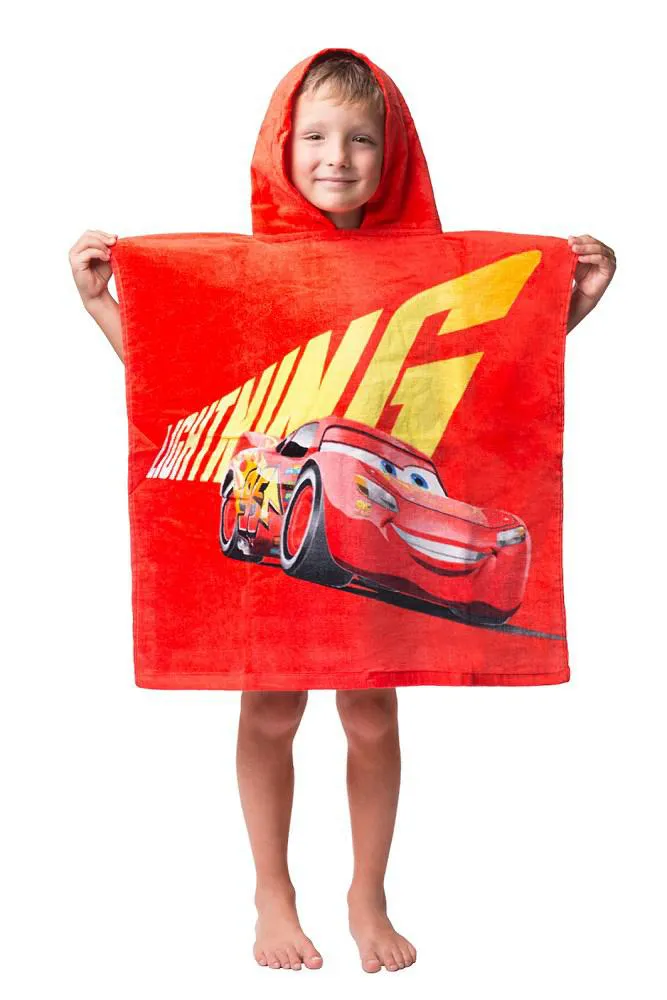 Poncho dla dzieci 60x120 Cars Auta 0125 Zygzak McQueen ręcznik z kapturem