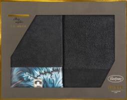 Komplet ręczników w pudełku Chiara 2szt 50x90 czarny 500g/m2 frotte Eva Minge Eurofirany
