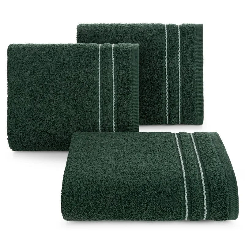 Ręcznik Emina 70x140 zielony ciemny  zdobiony stebnowaną bordiurą 500 g/m2 Eurofirany