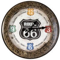 Zegar ścienny 51x5 Moto 01 metalowy brązowy Route 66 Mother Road droga matka Eurofirany