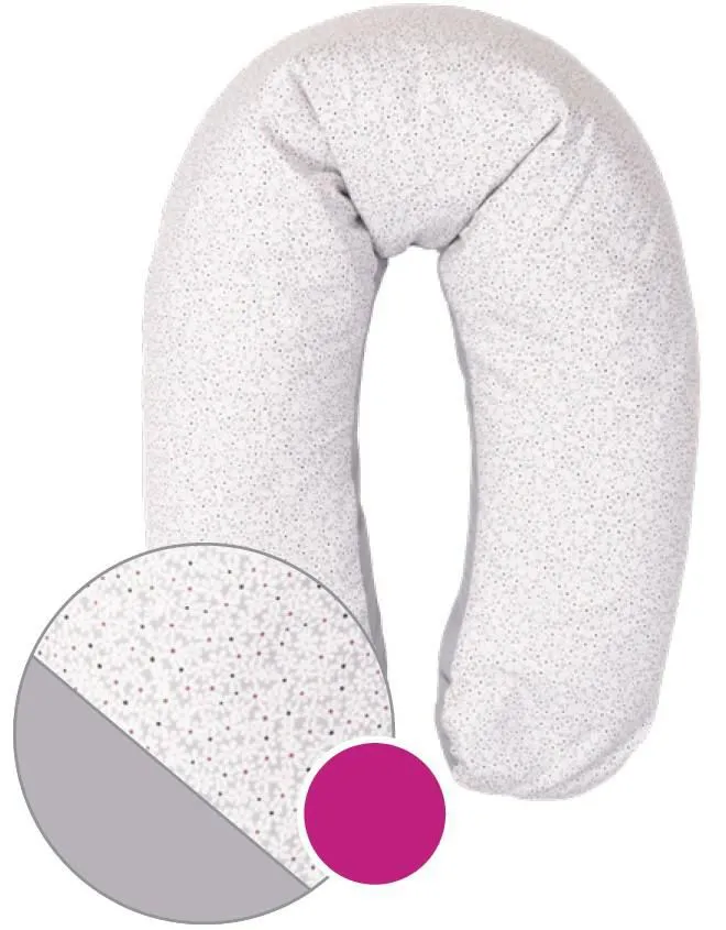 Poduszka pozycjonująca Relax jersey rogal 170cm kwiatuszki biała szara R-36 do karmienia ciążowa wypoczynkowa