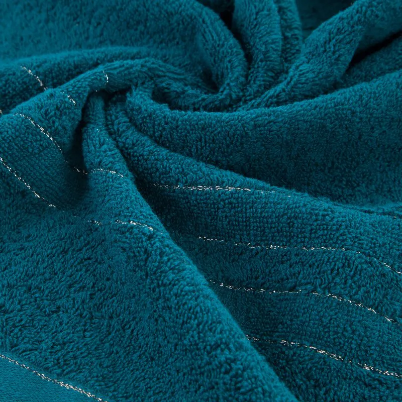 Ręcznik Gala 70x140 turkusowy zdobiony  błyszczącą nicią 500 g/m2 Eurofirany