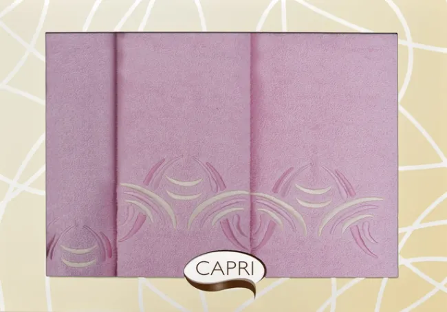 Komplet ręczników w pudełku Capri 3cz. Rak 18 jasny różowy kremowy Eurofirany