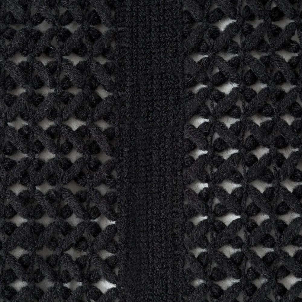 Koc pleciony z frędzlami 130x170 czarny Akryl 1 Mila Line akrylowy narzuta na łóżko Eurofirany