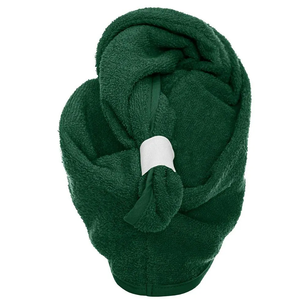 Turban kąpielowy 65x23 zielony butelkowy frotte ręcznik do włosów na głowę
