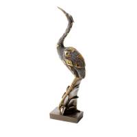 Figurka ceramiczna Kali 1 6x10x25 żuraw srebrna złota Eurofirany