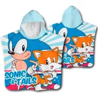 Poncho dla dzieci 50x100 Sonic niebieski ręcznik z kapturem dziecięcy S24