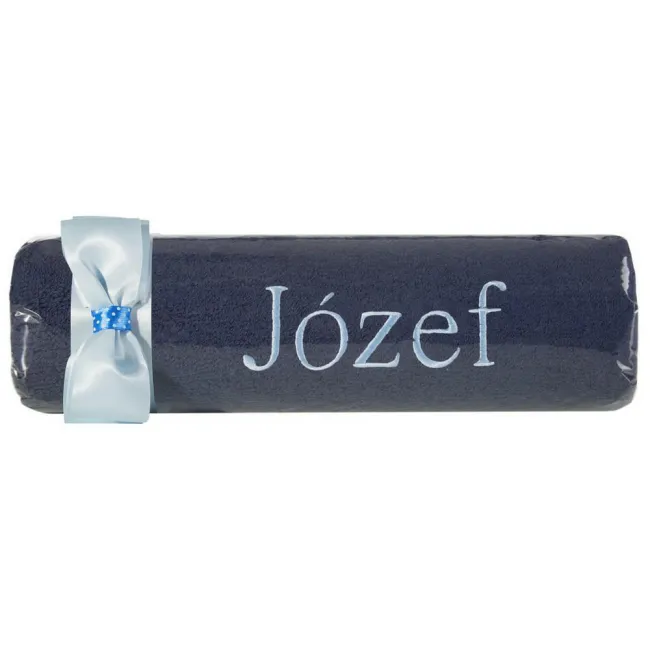 Ręcznik z haftem 50x90 Józef granatowy błękitna kokarda na prezent imieninowy