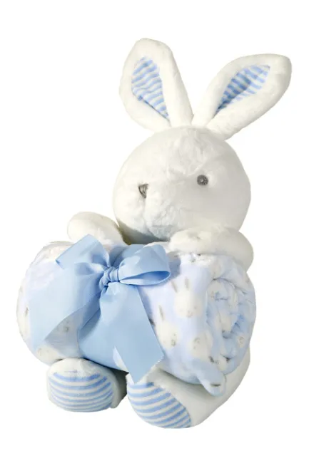 Kocyk dziecięcy 75x100 Roxi 1 niebieski w króliczki zabawka króliczek biały niebieski Eurofirany