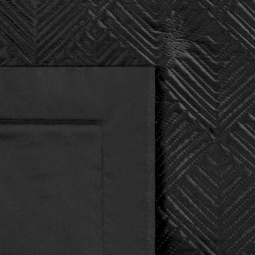 Narzuta dekoracyjna 280x260 Victoria 2A czarna geometria welwetowa Limited Collection Eurofirany