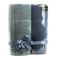 Komplet ręczników 2szt T/0334 Lycy miętowy ciemny niebieski zestaw upominkowy na prezent Eurofirany