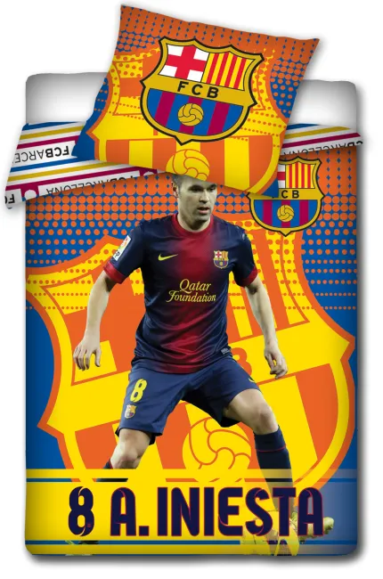 Pościel bawełniana 160x200 FC Barcelona Andrés Iniesta 8300 FCB5008