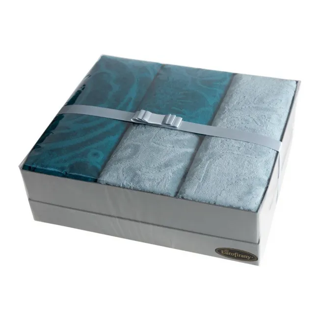 Komplet ręczników 4szt T/0354 Kalina miętowy turkusowy ciemny w pudełku zestaw upominkowy na prezent Eurofirany