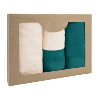 Komplet ręczników 6 szt Solano kremowy turkusowy w pudełku Darymex