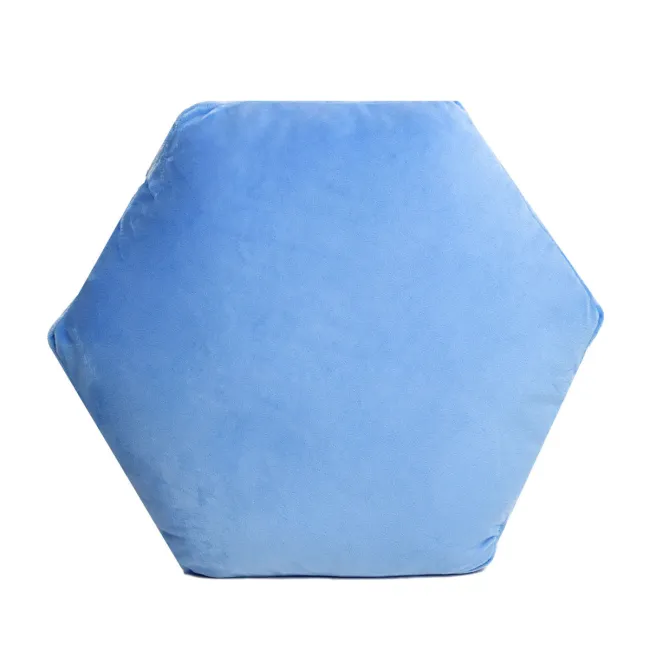 Poduszka Shape 38x42x12 szęściokąt bryła  niebieska pluszowa 3D Domarex