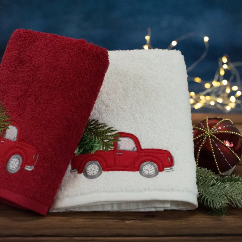Ręcznik Santa 70x140 czerwone czerwone  auto świąteczny 22 450 g/m2 Eurofirany