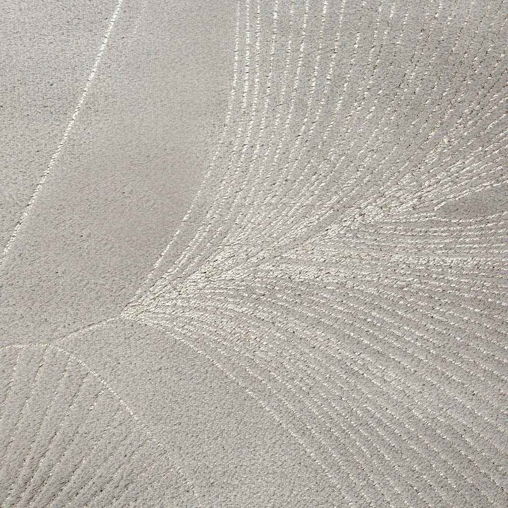 Koc narzuta z mikrofibry 150x200 Ginko 1 srebrny z błyszczącym nadrukiem liści miłorzębu Eurofirany