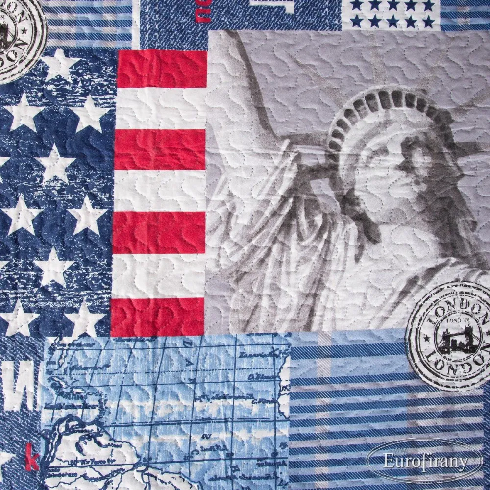Narzuta na łóżko 170x210 West USA flaga Statua patchwork Eurofirany