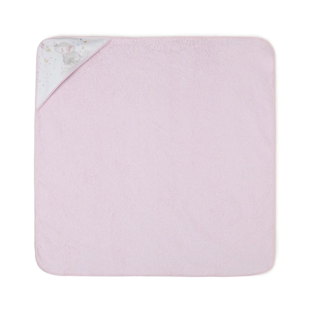 Okrycie kąpielowe 100x100 Słoń różowy     ręcznik z kapturkiem bawełniany frotte