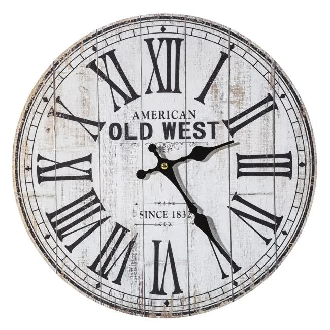 Zegar ścienny 60x5 Time 08 B Old West rustykalne białe deski stary dziki zachód