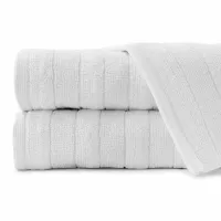 Ręcznik frotte 50x90 biały z delikatną bordiurą w paski 16021 Darymex