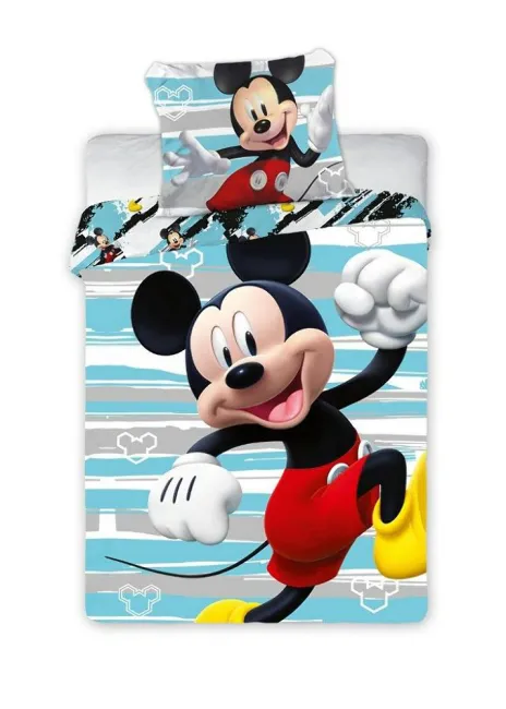 Pościel bawełniana 100x135 Myszka Miki Mickey Mouse niebieska szara do łóżeczka 6646 poszewka 40x60