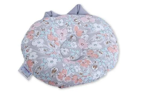 Poduszka dla niemowląt Kitty przeciwodkształceniowa szara morelowa kwiatki TDDPK-05 do karmienia