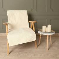 Narzuta dekoracyjna na fotel 70x160 Elegant kremowa welurowa geometryczna dwustronna Darymex