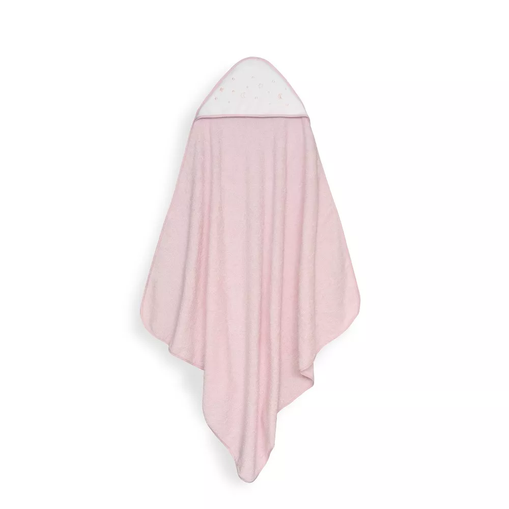 Okrycie kąpielowe 100x100 Esrellas  różowy ręcznik z kapturkiem + śliniaczek