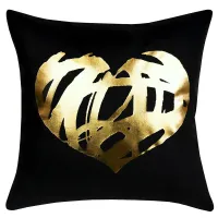 Poszewka dekoracyjna 40x40 Gold love serce czarna złota welurowa Domarex