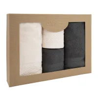 Komplet ręczników 6 szt Solano kremowy popielaty ciemny w pudełku Darymex