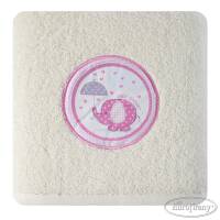 Ręcznik dziecięcy 70x140 Baby 19 kremowy różowy słonik 500 gsm Eurofirany