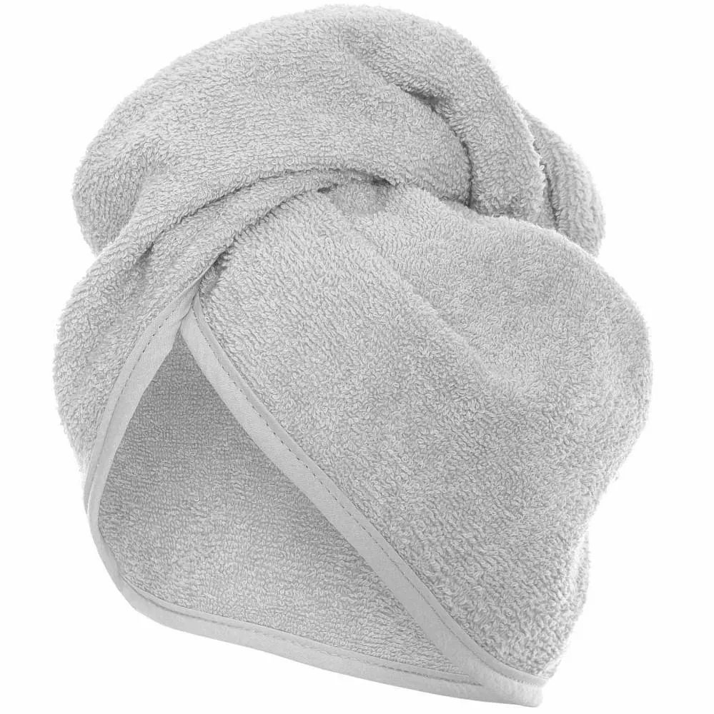 Turban kąpielowy 65x23 szary frotte ręcznik do włosów na głowę