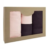 Komplet ręczników 4 szt Solano bakłażanowy różowy kwarcowy w pudełku Darymex