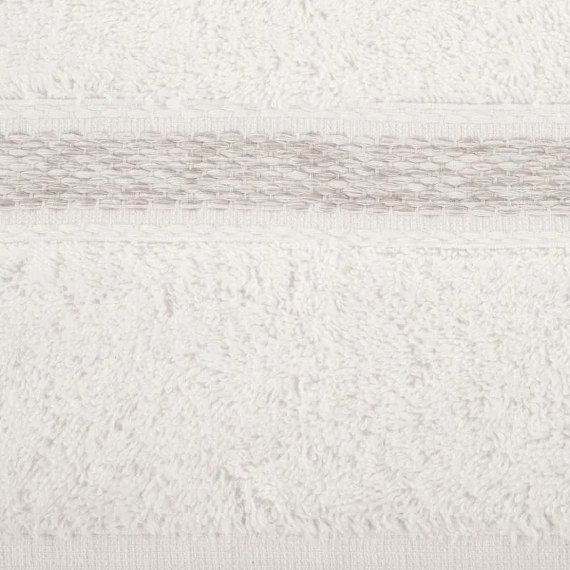 Ręcznik 100x150 Altea kremowy z ozdobną bordiurą z melanżowym pasem frotte 500 g/m2 Eurofirany