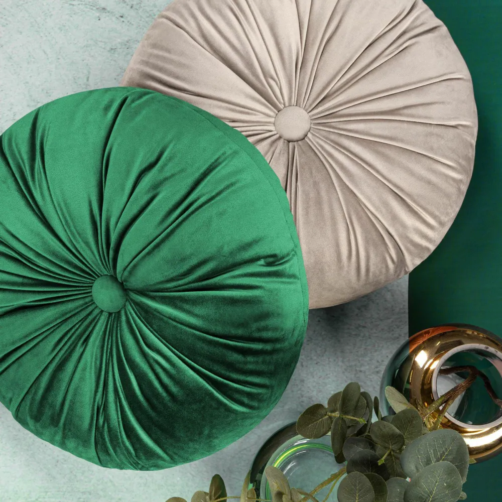 Poduszka dekoracyjna 40 cm Velvet  zielona jasna welurowa okrągła Eurofirany