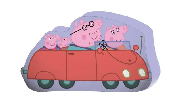 Poduszka kształtka Świnka Peppa Pig 4499 rodzina świnki auto czerwone przytulanka
