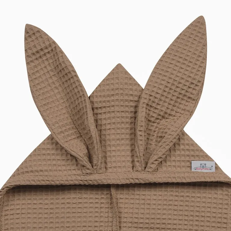 Okrycie kąpielowe 70x140 Bunny królik     brązowe wafel ręcznik z kapturkiem