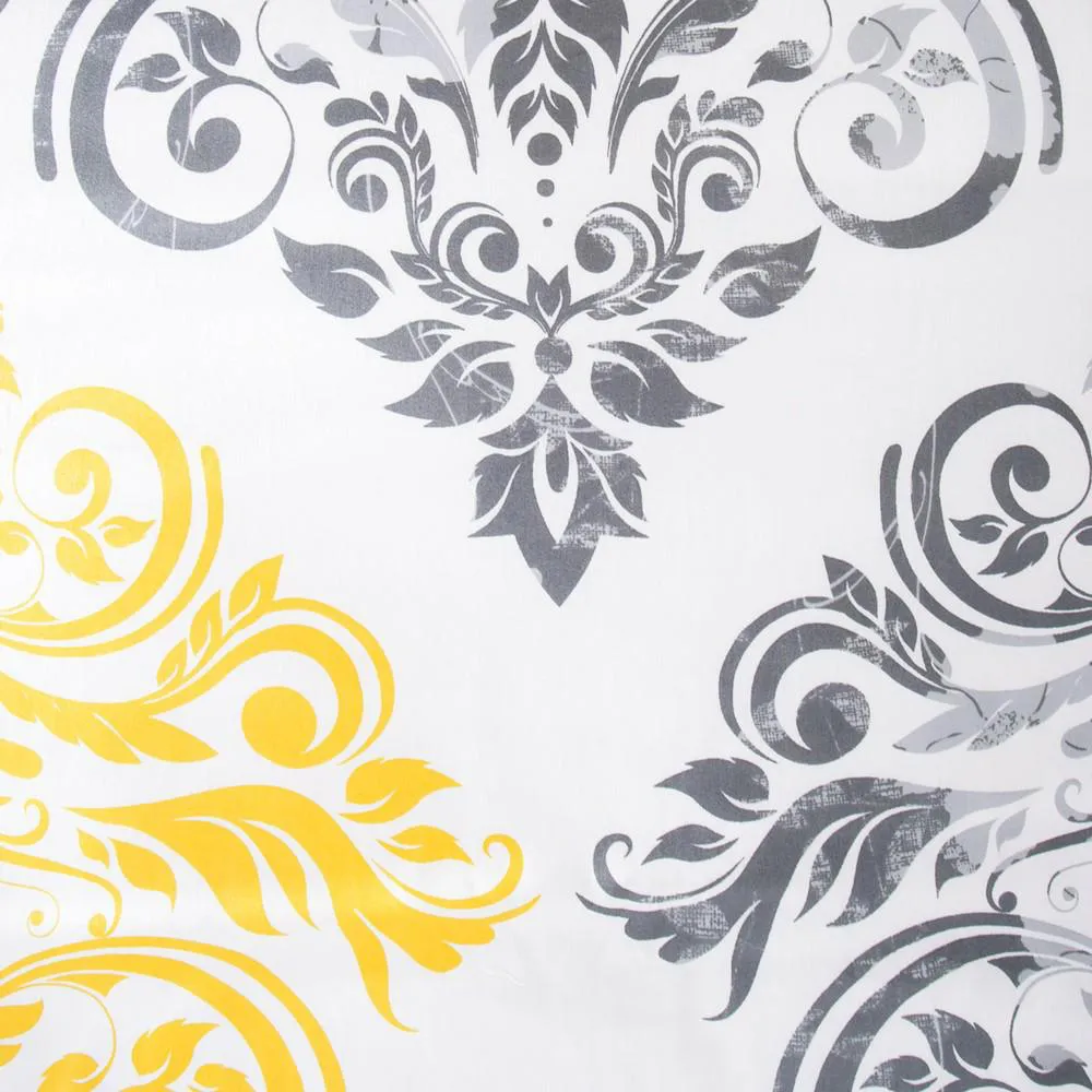 Pościel satynowa 220x200 Lila biała stalowa żółta glamour ornamenty Eurofirany