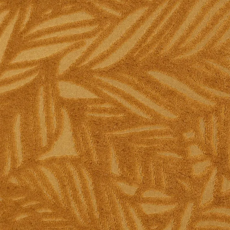 Zasłona 140x250 Octavia miodowa z miękkiego welwetu z wytłaczanym wzorem liści gotowa na przelotkach Eurofirany