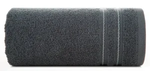 Ręcznik Emina 70x140 grafitowy zdobiony  stebnowaną bordiurą 500 g/m2 Eurofirany