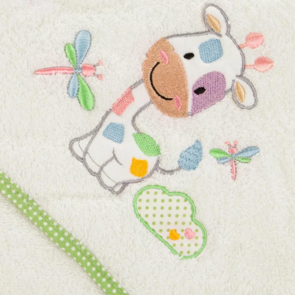 Okrycie kąpielowe niemowlęce 100x100 Baby 33 biały Żyrafka ręcznik z kapturkiem 350g/m2 Eurofirany