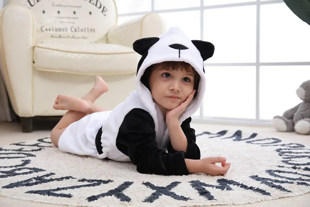 Szlafrok dziecięcy Panda 110 S biały czarny