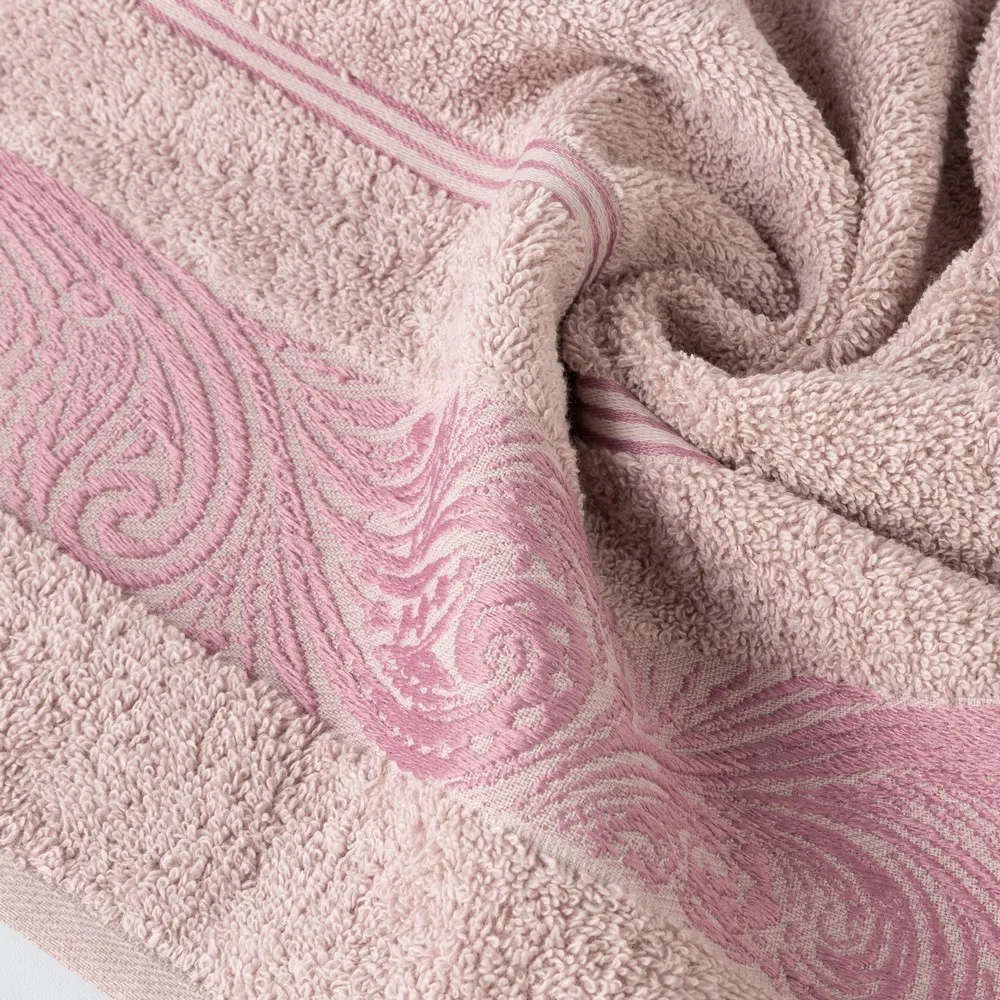 Ręcznik Sylwia 1 70x140 pudrowy różowy    frotte z żakardową bordiurą 500g/m2 Eurofirany