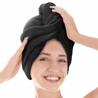 Turban ręcznik do włosów Active czarny mikrofibra