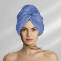Turban do włosów Velur niebieski kąpielowy ręcznik welurowy