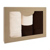 Komplet ręczników 6 szt Solano kremowy brązowy ciemny w pudełku Darymex