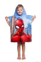 Poncho dla dzieci 50x115 Spiderman Człowiek Pająk niebieski 4461 ręcznik z kapturem