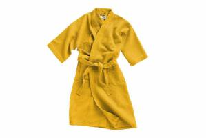 Szlafrok gofrowany musztardowy L/XL bawełniany Kimono Gofer