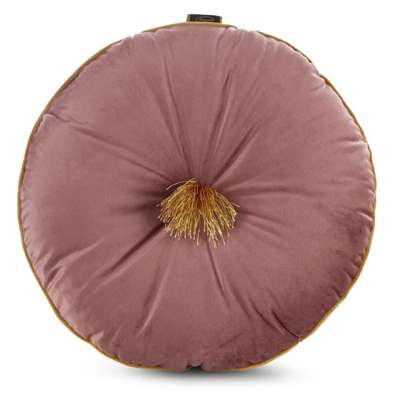 Poduszka dekoracyjna 40 cm Velvet różowa  z pomponem Eurofirany